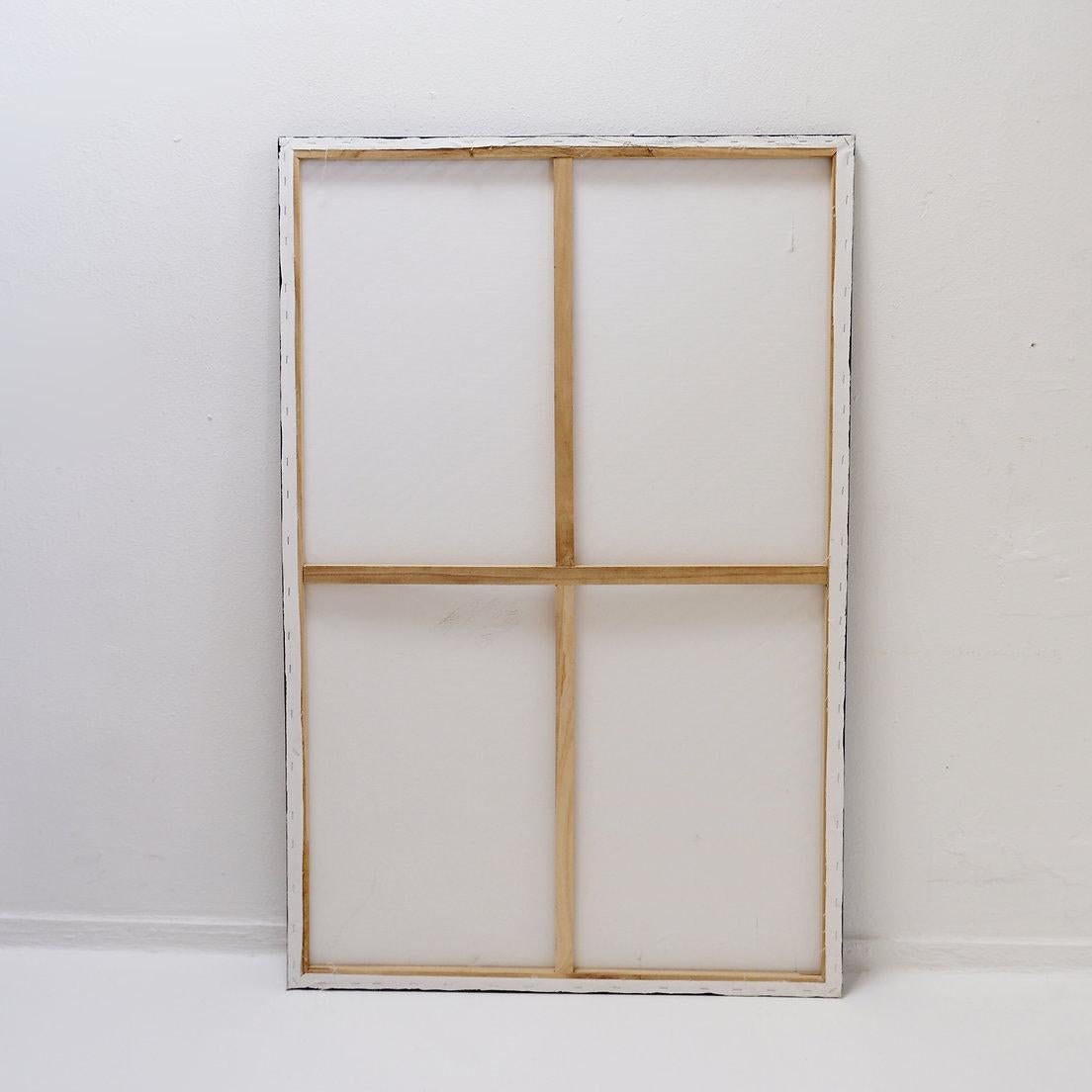 Abstraktes Rasterbild auf Leinwand - signiert C.Massaut - wahrscheinlich 20. im Angebot 6