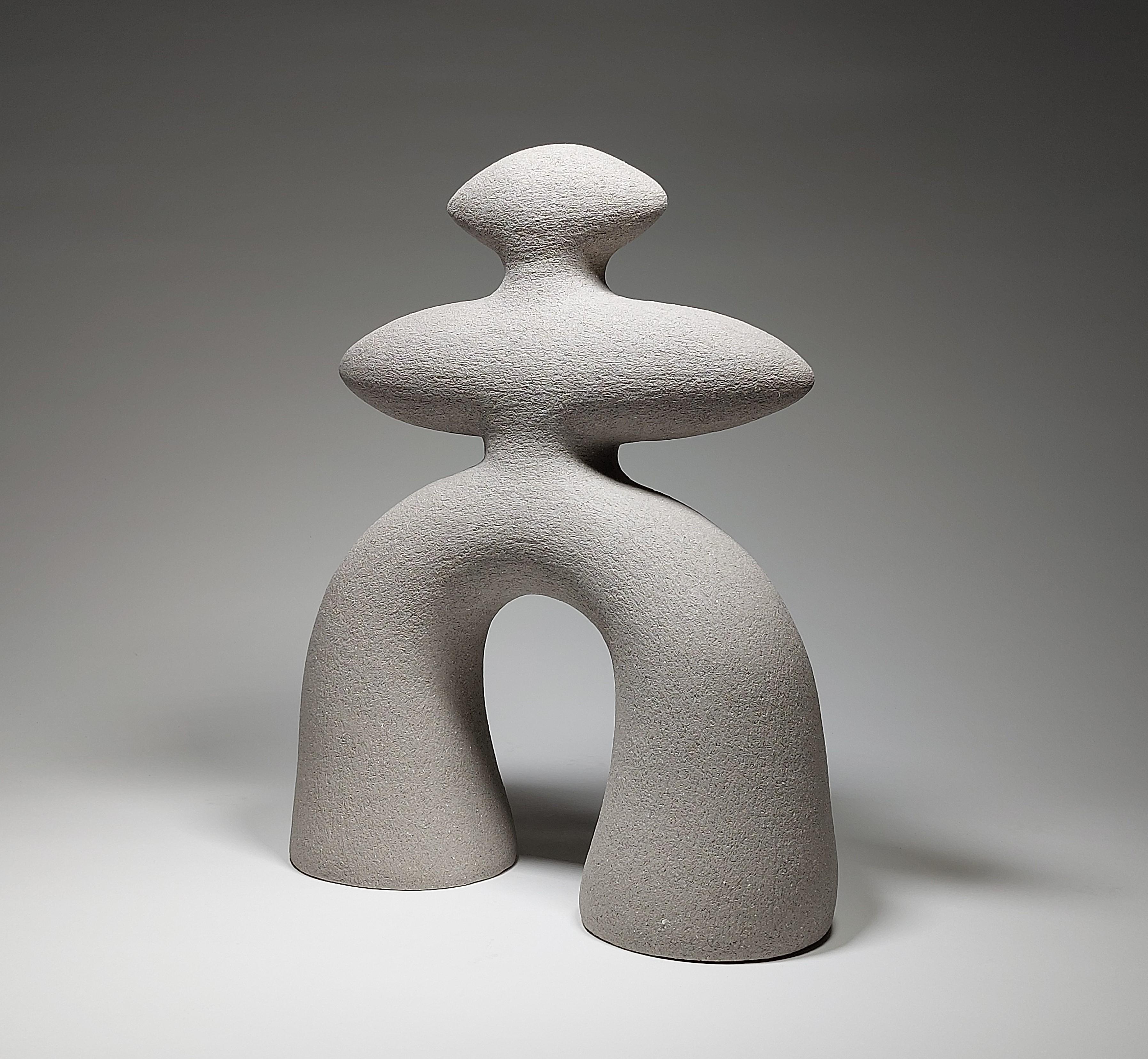 Modern Contemporary Figurative Ceramic Sculpture by Rachel Peters, Grey Clay, In Stock For Sale