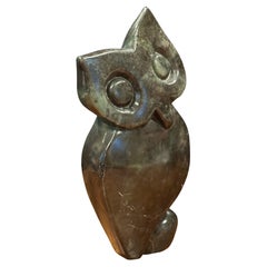 Abstract Hand-Carved African Owl Sculpture in Marble by Ernest Chiwaridzo