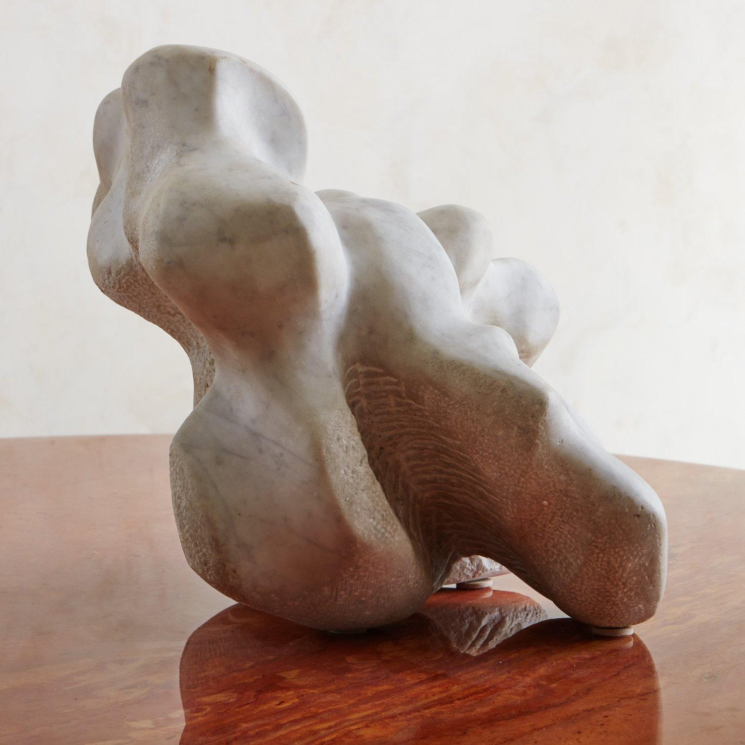 Abstract Hand Carved Statuarietto Marble Sculpture, France 20th Century For Sale 4
