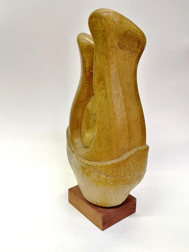 Abstract Hand Carved Wooden Sculpture, by Artist Feldman, 1970s In Good Condition For Sale In Budapest, HU