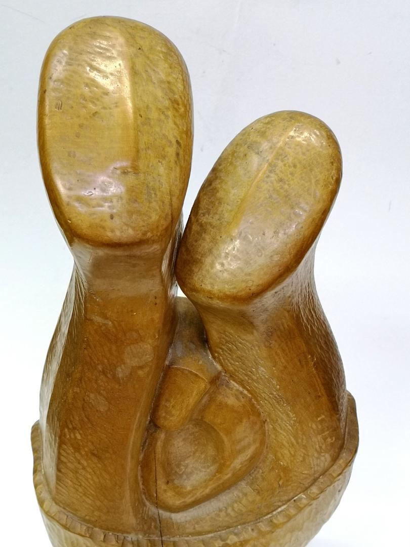Late 20th Century Abstract Hand Carved Wooden Sculpture, by Artist Feldman, 1970s For Sale