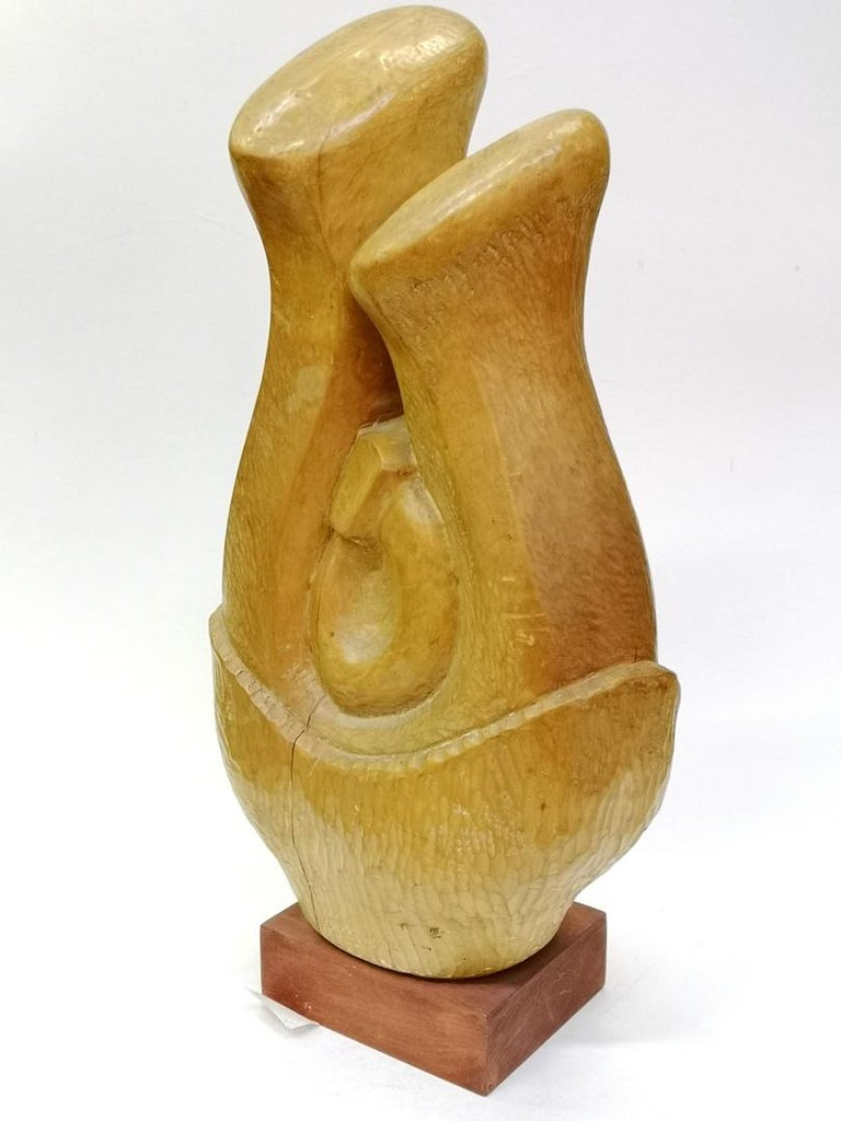 Abstract Hand Carved Wooden Sculpture, by Artist Feldman, 1970s For Sale 1