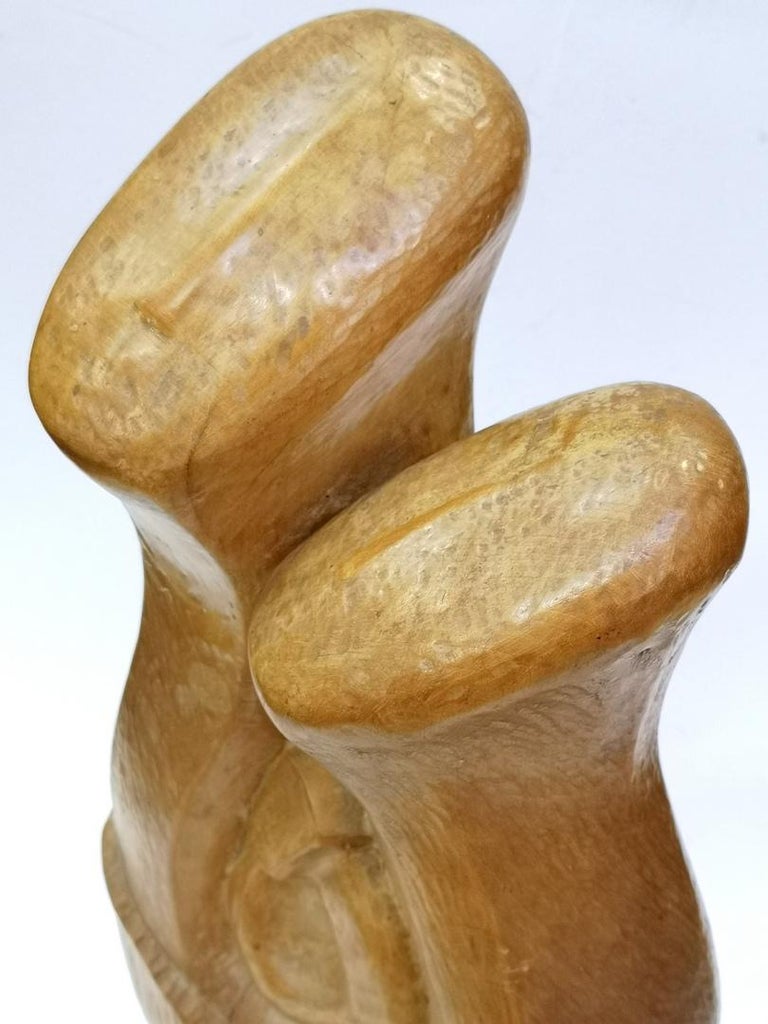Abstract Hand Carved Wooden Sculpture, by Artist Feldman, 1970s For Sale 3