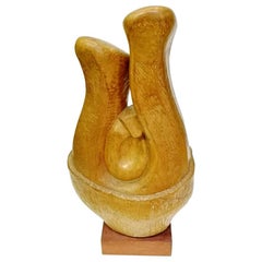 Abstract Hand Carved Wooden Sculpture, by Artist Feldman, 1970s