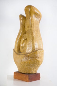 Abstract Hand Carved Wooden Sculpture, by Artist Laszlo Feldman, 1970s