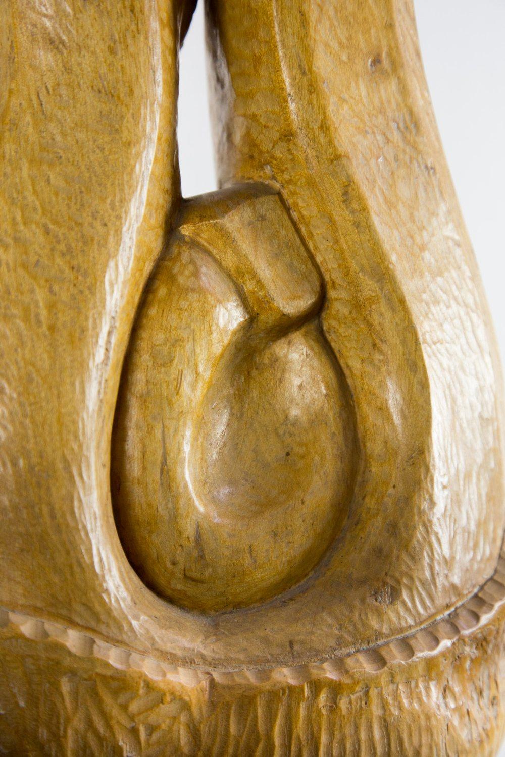 Abstract Hand Carved Wooden Sculpture, by Artist Laszlo Feldman, 1970s In Good Condition For Sale In Budapest, HU