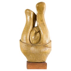 Abstract Hand Carved Wooden Sculpture, by Artist Laszlo Feldman, 1970s