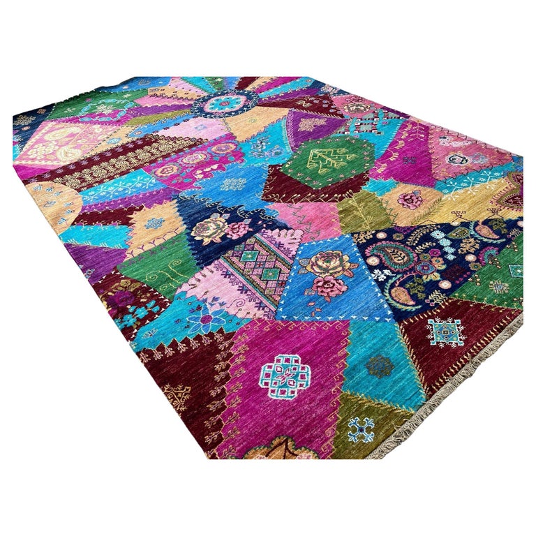 Aphgan Rug Abstract Hand-Knotted Afghan Rug Premium Hand-Spun Afghan Wool Fair ...