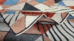 Art Deco Inspired Bauhaus Style Wool Rug – 9x12 Handmade Modern Geometric Carpet