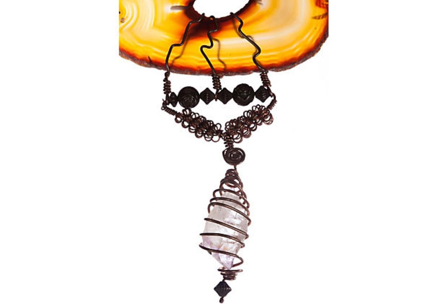 Artisan Abstract Handmade Agate Slab Necklace For Sale