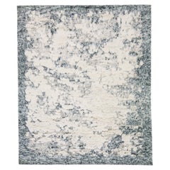 Tapis en laine de style marocain moderne et abstrait fait à la main en ivoire et gris