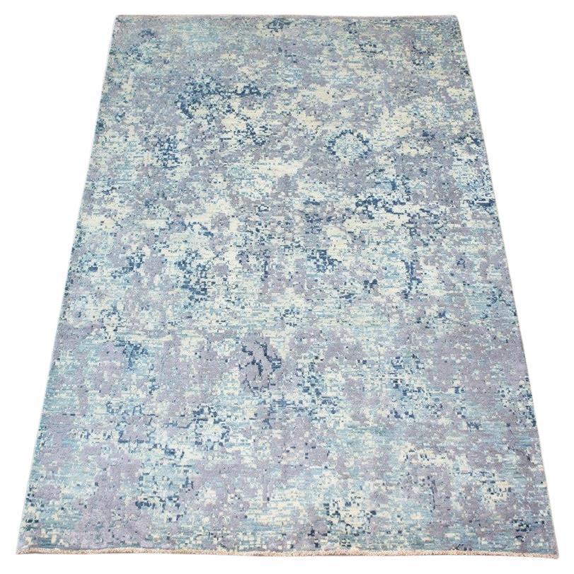 Abstract Handmade Silk and Wool Rug . 3.10 x 2.00 m For Sale