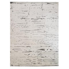 Abstract Handmade Wool Rug Grey and White Design.