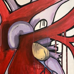 "Abstract Heart" Artist Marcus Stubbs Acrylic and Black Ink Wildstyle Graffiti