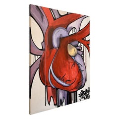 "Abstract Heart" Artist Marcus Stubbs Acrylic and Black Ink Wildstyle Graffiti