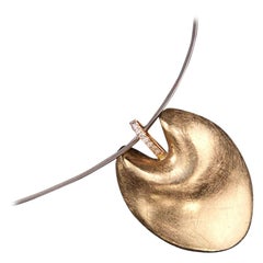18 Karat Yellow Gold Abstract Heart Pendant, Solid Gold Necklace.