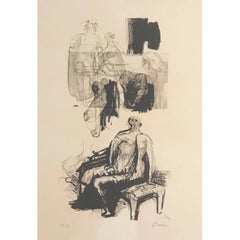 Abstract Henry Moore Lithograph, 1973