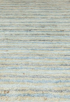 Abstract Horizontal Stripe Rug in, Pale "Coastal Drift" by Doris Leslie Blau