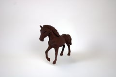 Abstract Hors Sculpture, Handcrafted Wood, Brown, 2026