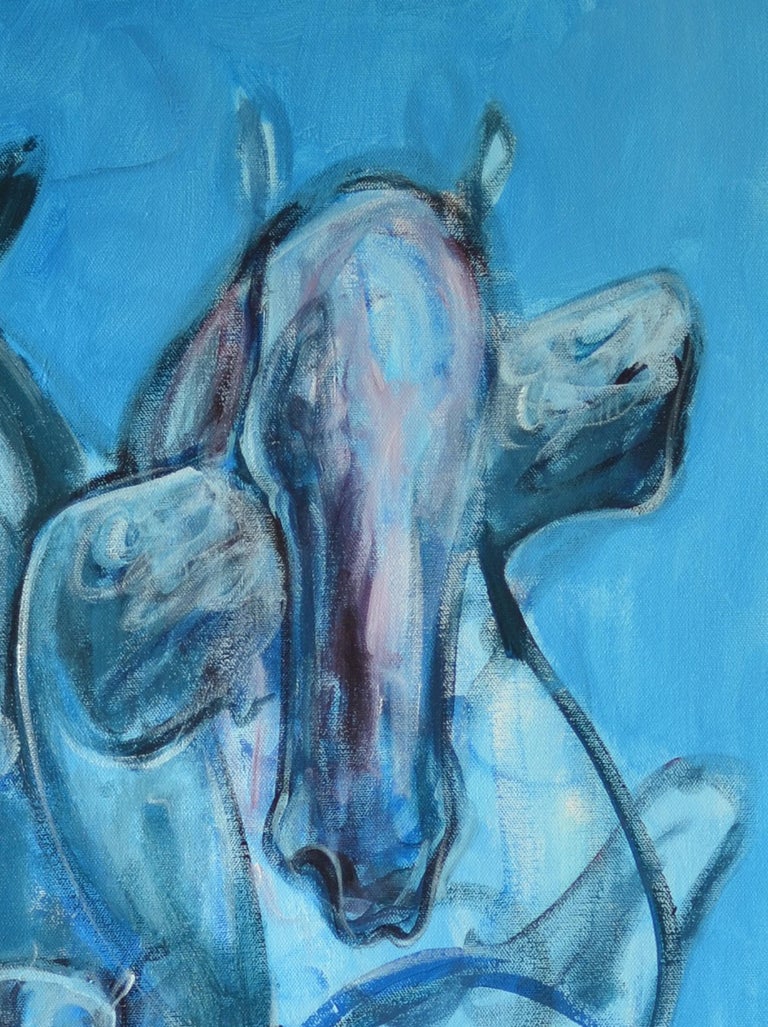 Modern Abstract Horses Acrylic on Canvas Painting Titled 