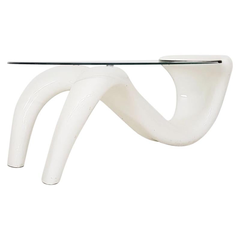 Abstract Human Shaped Coffee Table in White Fibreglass from the Midcentury