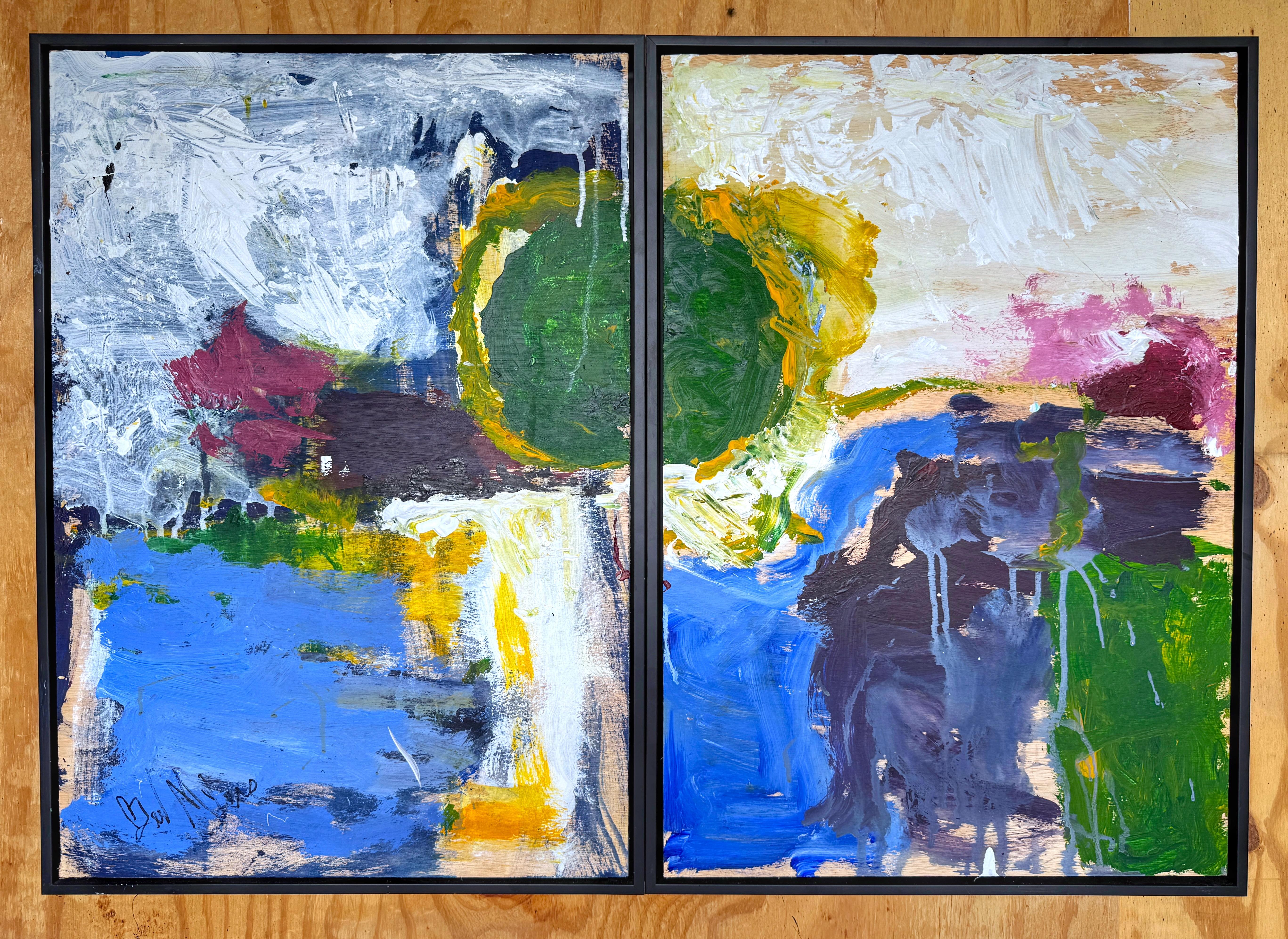 'Abstract III, Diptych' by Beverly Myers Modern Painter, School of Wolf Kahn 
USA, Post 2015

