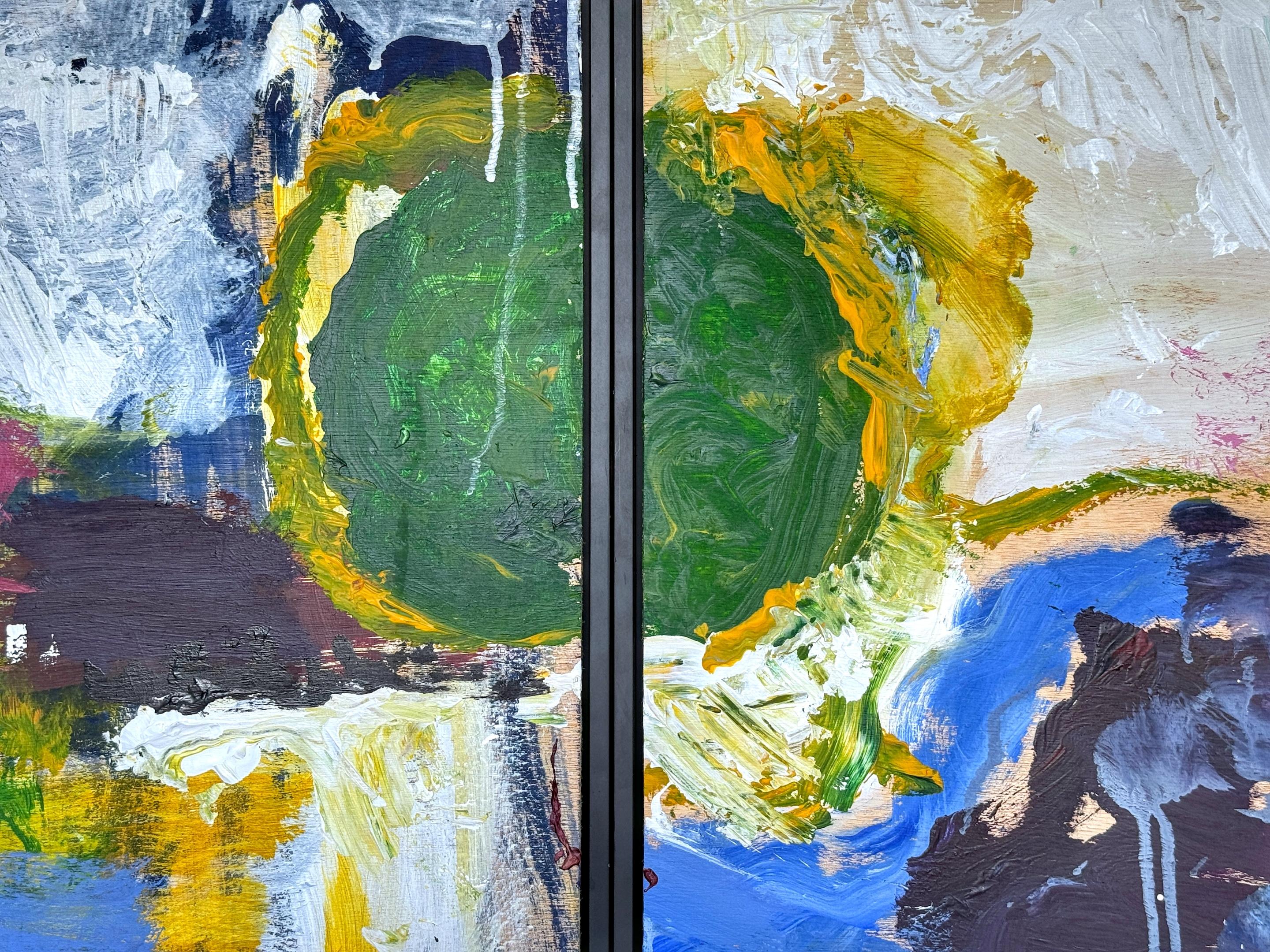 Contemporary 'Abstract III, Diptych' by Beverly Myers Modern Painter, School of Wolf Kahn For Sale