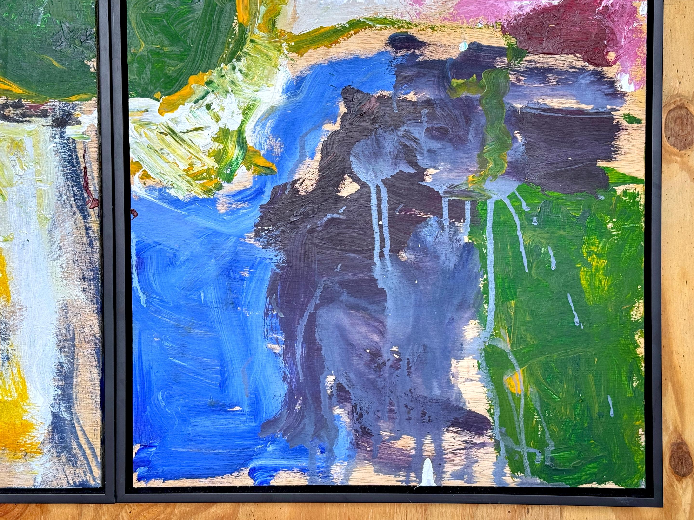 Acrylic 'Abstract III, Diptych' by Beverly Myers Modern Painter, School of Wolf Kahn For Sale