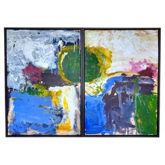 'Abstract III, Diptych' by Beverly Myers Modern Painter, School of Wolf Kahn