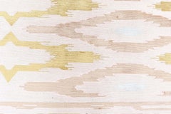 Abstract Ikat Design Contemporary Runner In Beige Silk "Ikatine"