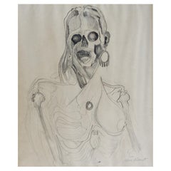 Abstract Illustration Zombie Science Fiction Original Pencil Drawing
