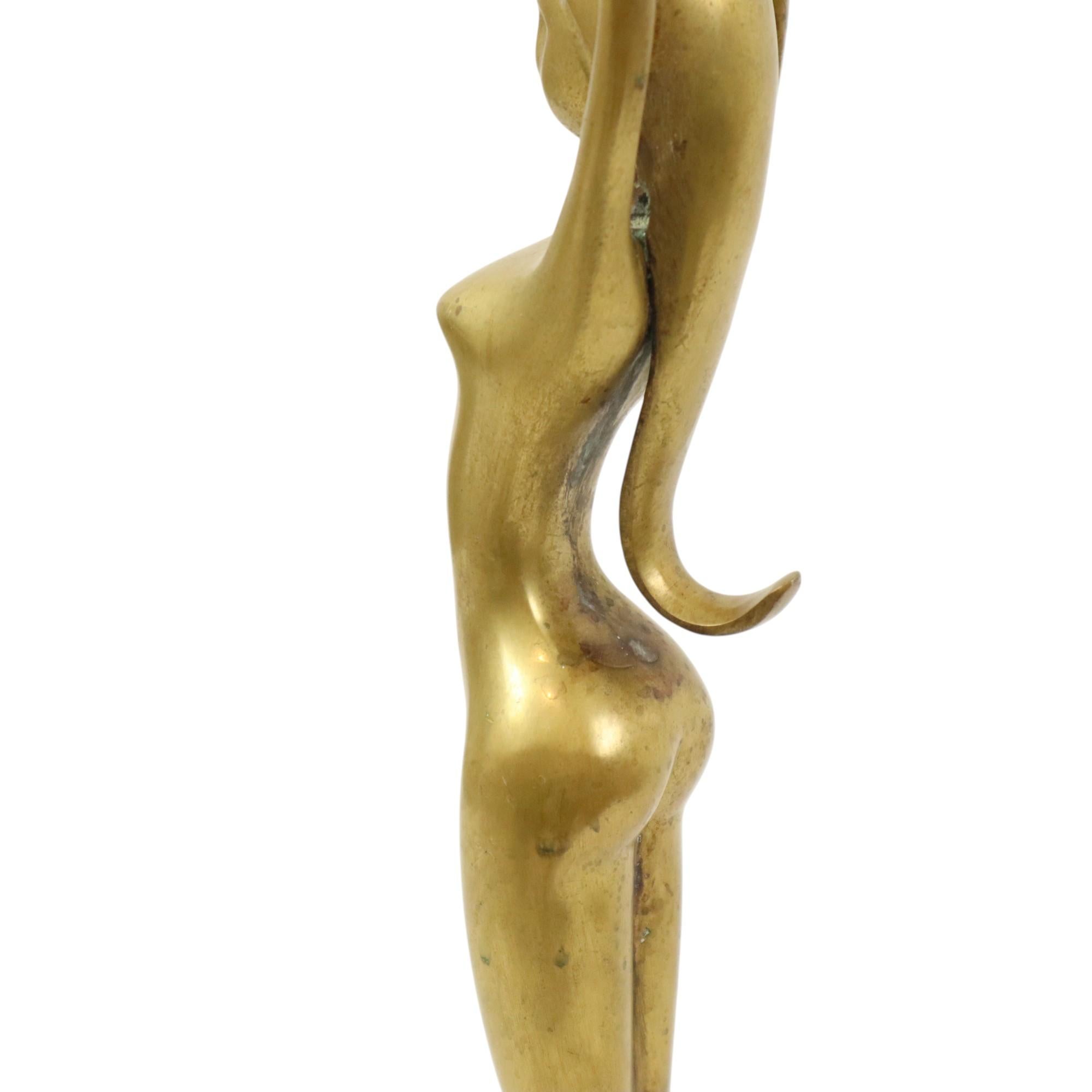 Imagen Abstracta Mujer Desnuda Bailarina Estilo Art Decó Latón 51cm en venta 10