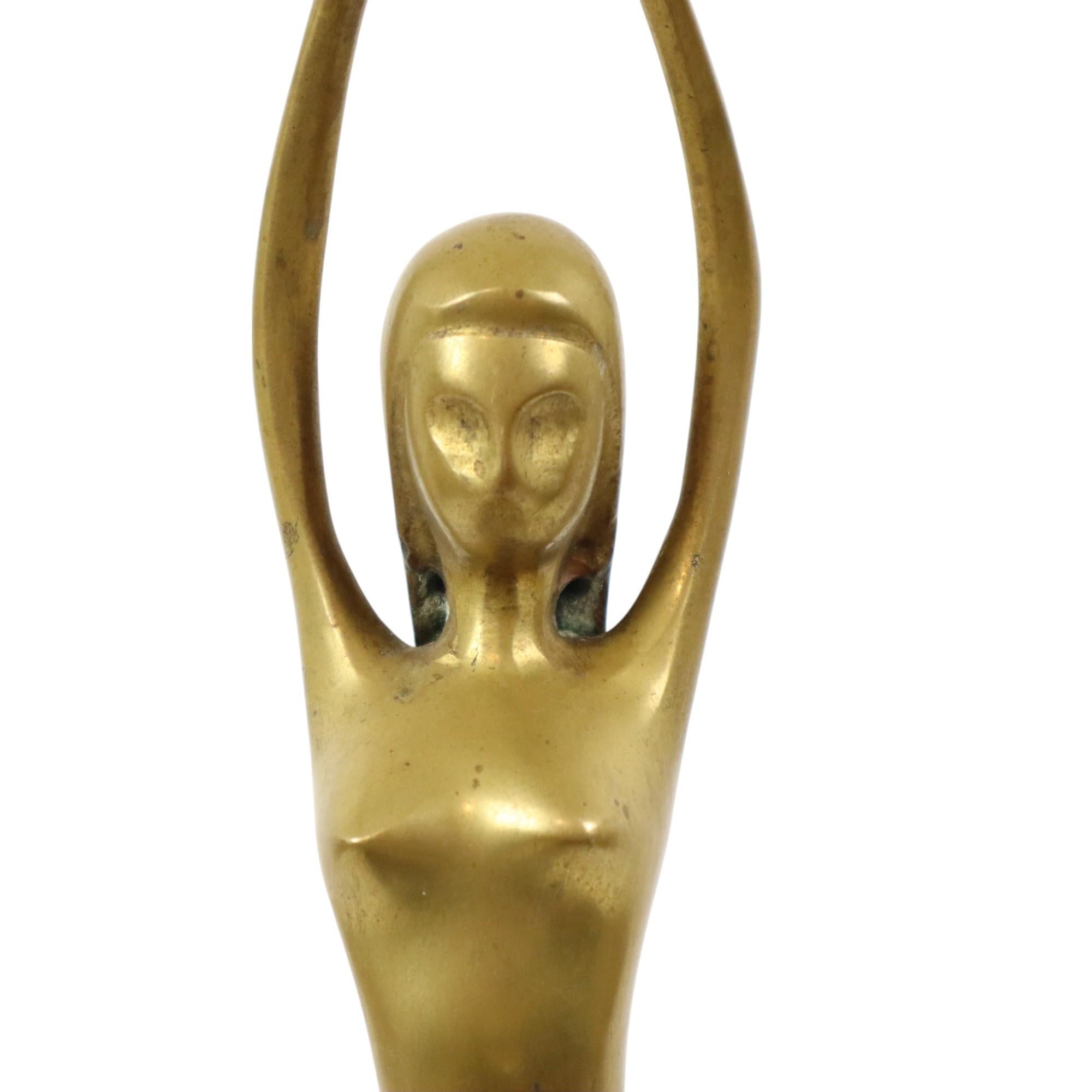 Imagen Abstracta Mujer Desnuda Bailarina Estilo Art Decó Latón 51cm en venta 11