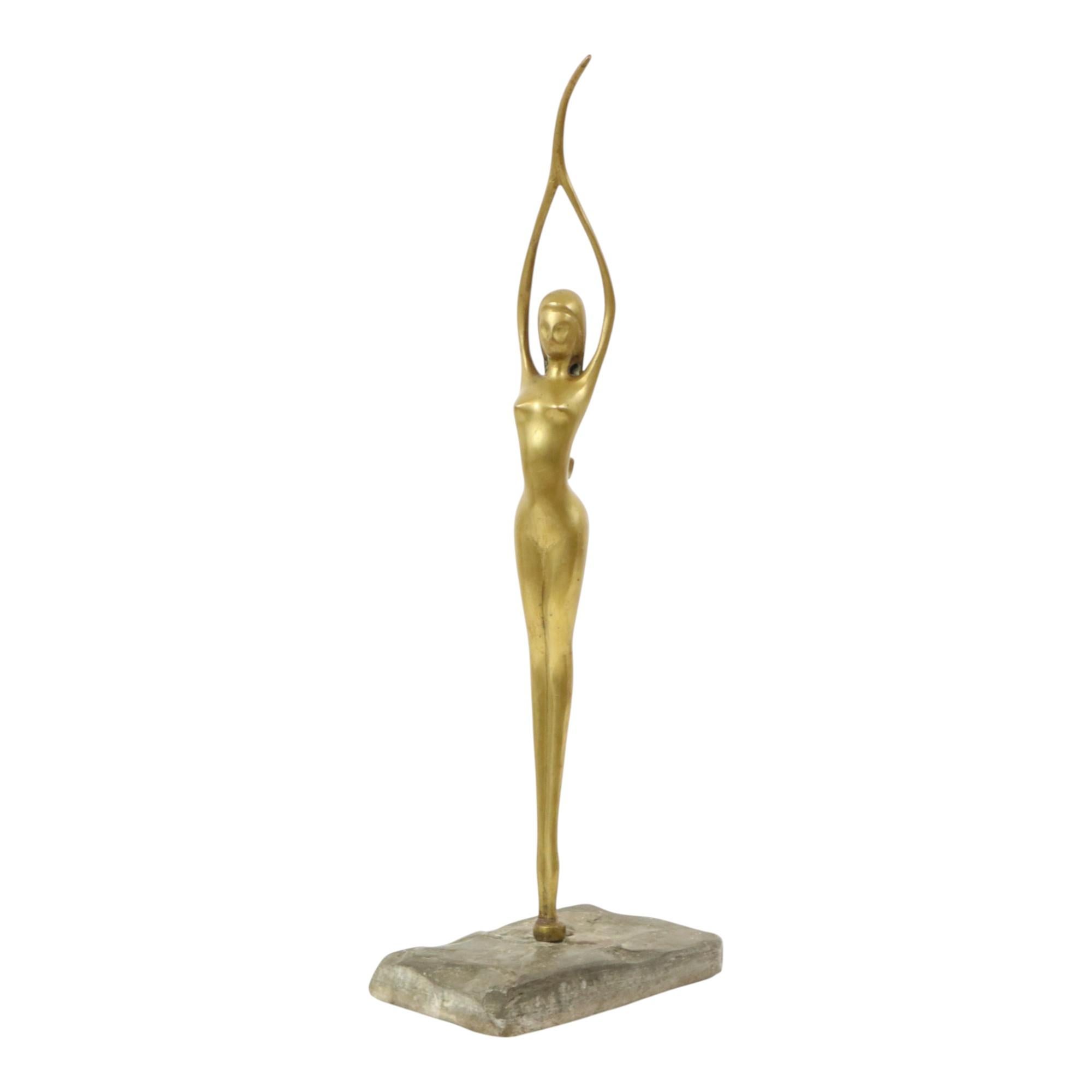 Imagen Abstracta Mujer Desnuda Bailarina Estilo Art Decó Latón 51cm Europeo en venta