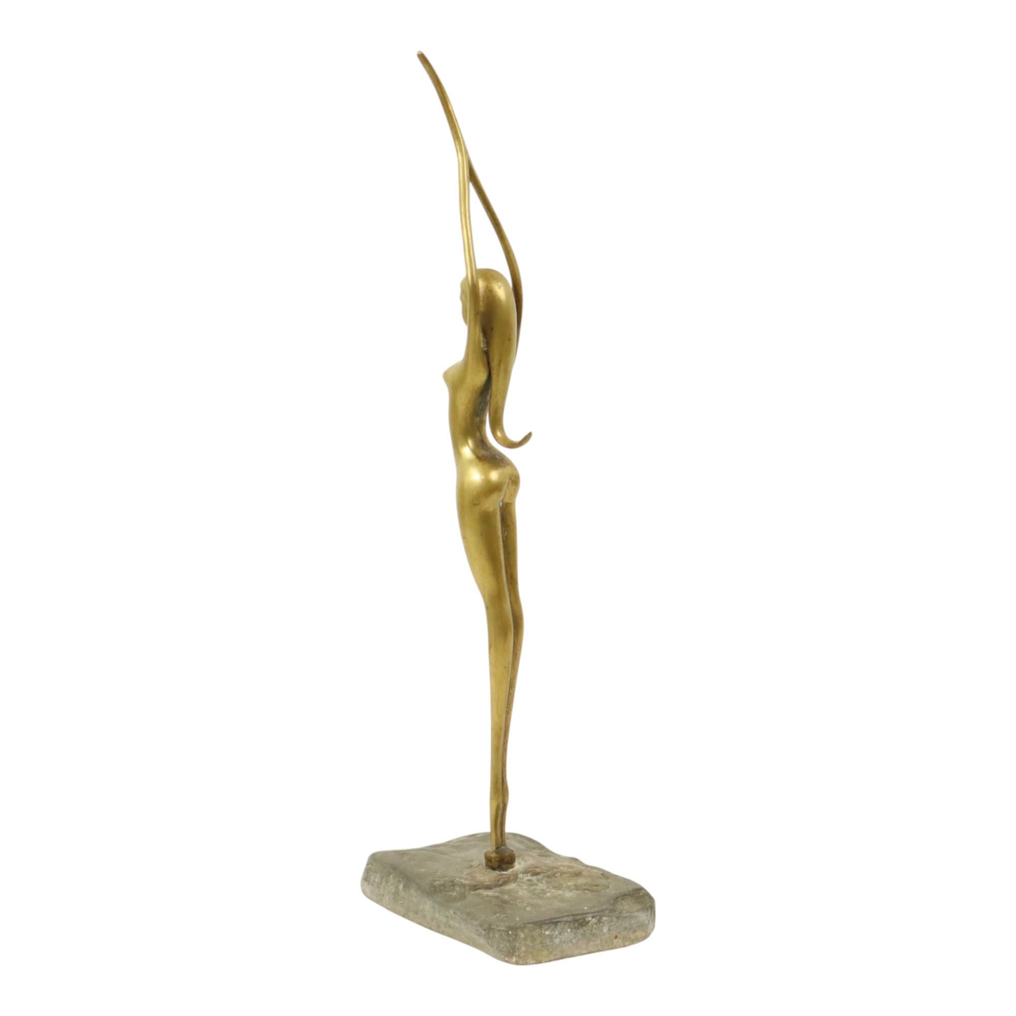 Imagen Abstracta Mujer Desnuda Bailarina Estilo Art Decó Latón 51cm en Bueno estado para la venta en Poperinge, BE