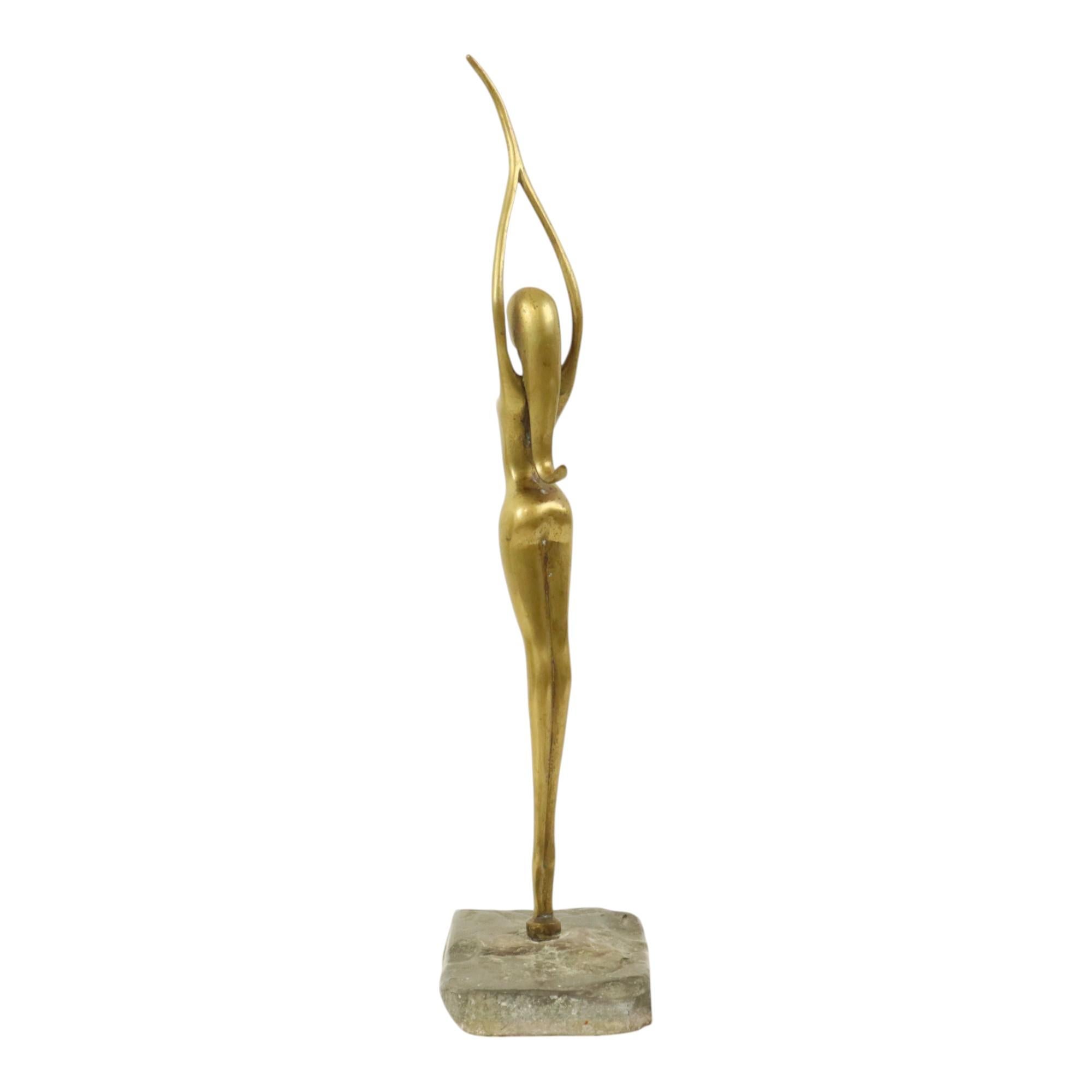Imagen Abstracta Mujer Desnuda Bailarina Estilo Art Decó Latón 51cm siglo XX en venta