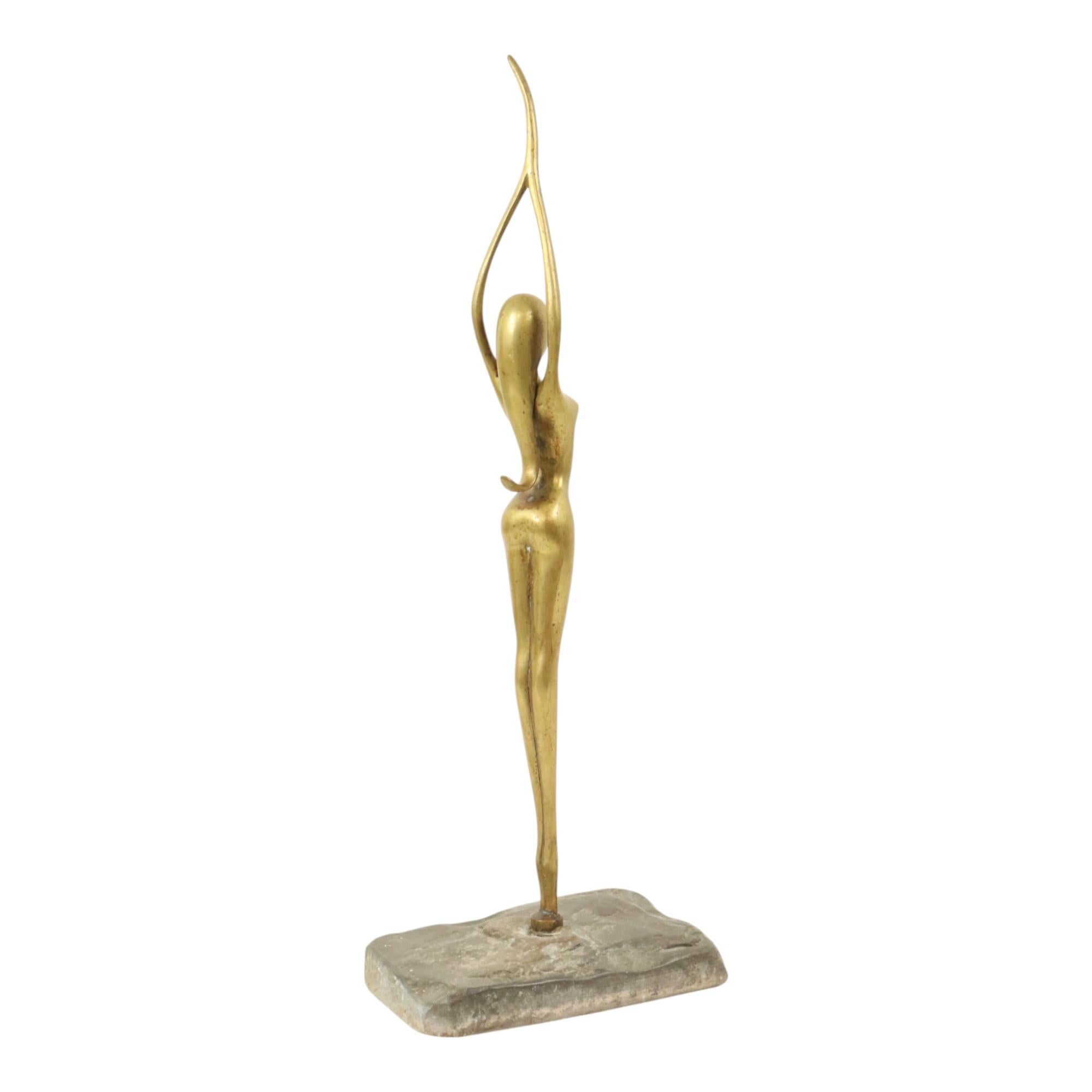 Imagen Abstracta Mujer Desnuda Bailarina Estilo Art Decó Latón 51cm en venta 1