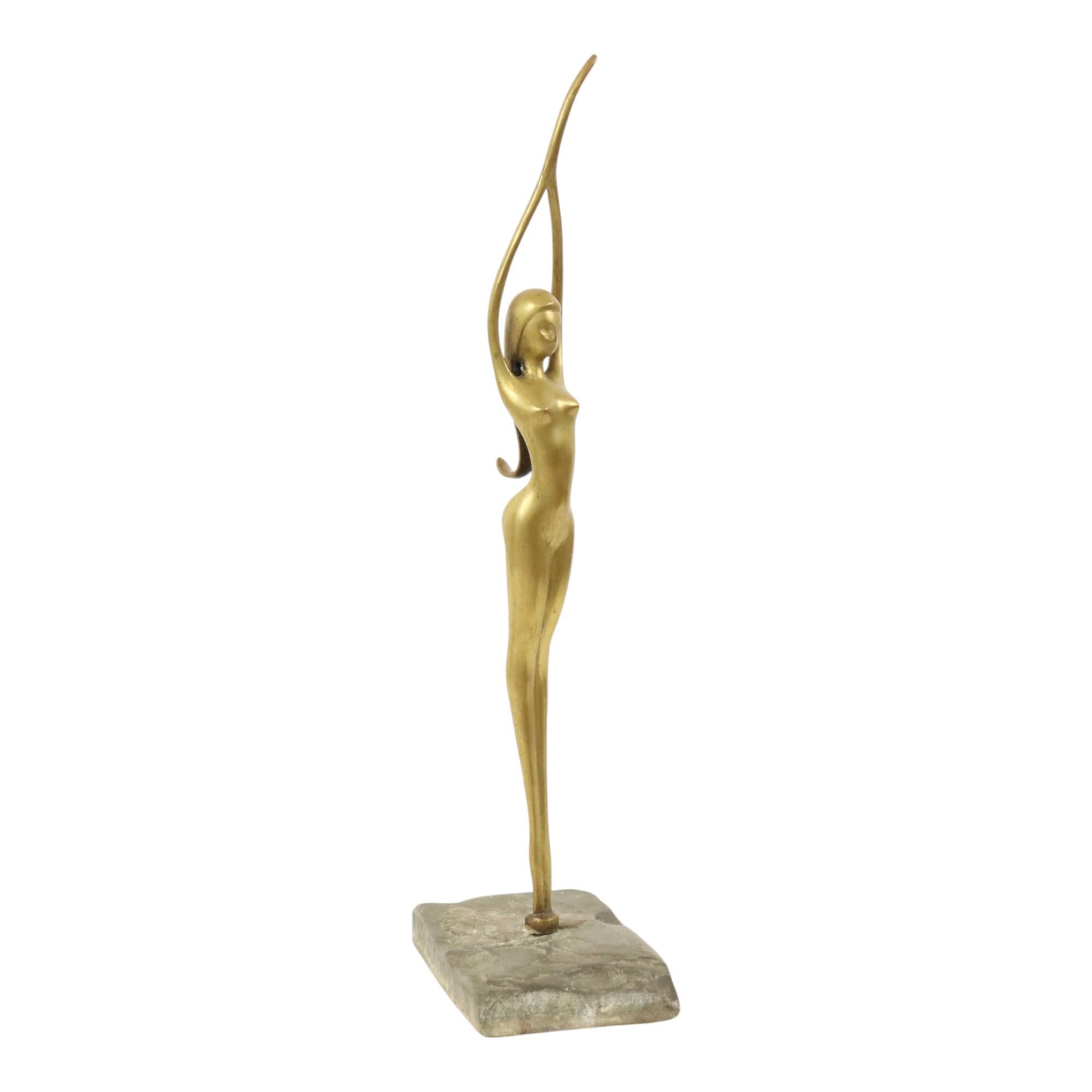 Imagen Abstracta Mujer Desnuda Bailarina Estilo Art Decó Latón 51cm en venta 3