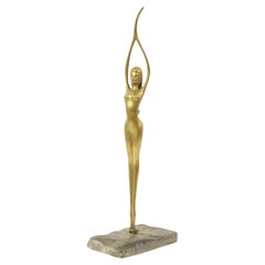 Abstract Image Nude Woman Ballerina Art Deco Style Brass 51cm