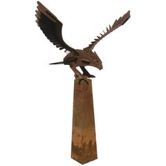 Abstract Image of Eagle in Wrought Iron on Base, a Real Eyecatcher