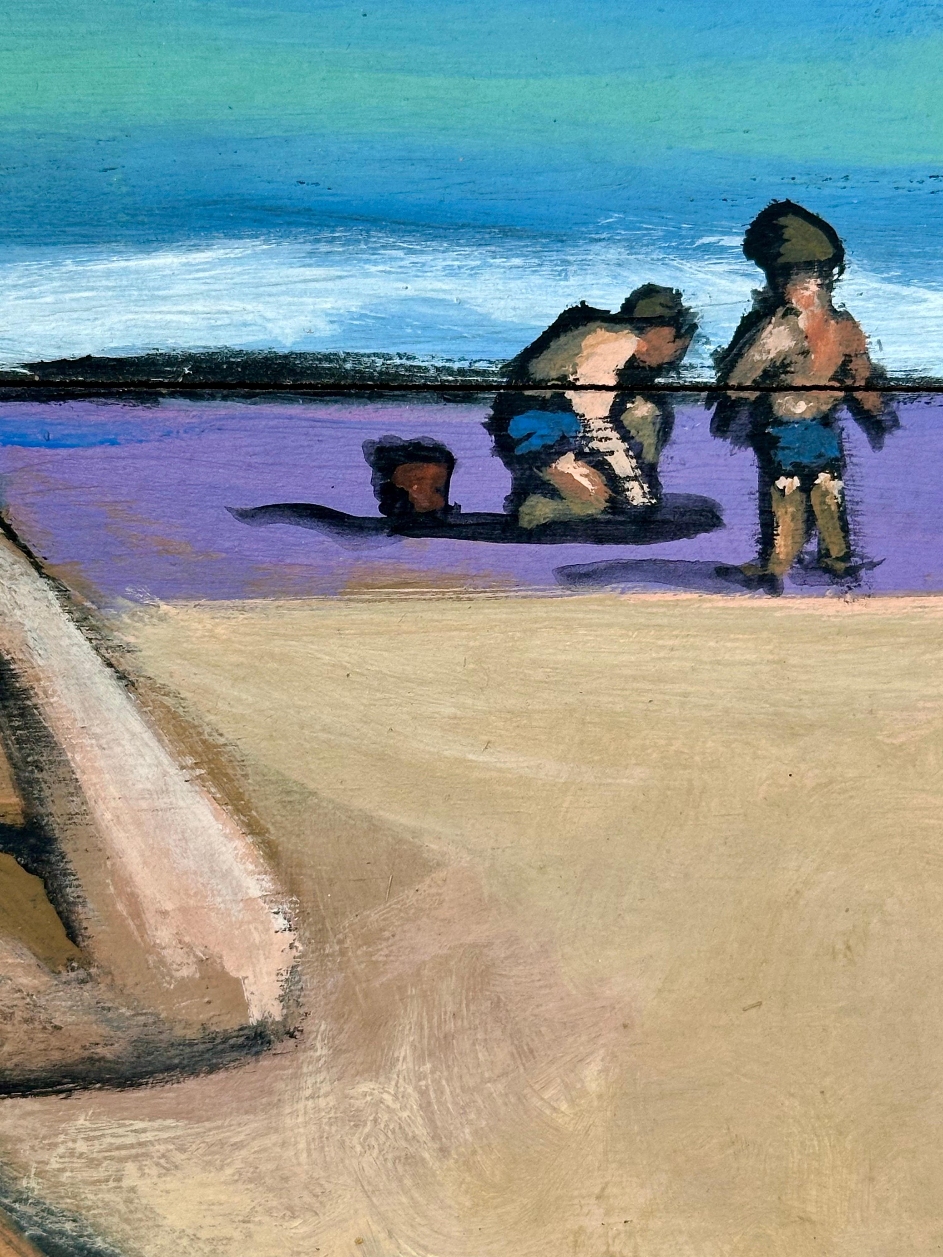 Americano Abstract Impressionist Beach Scene Painting, School Alfred Chadbourn, American in vendita