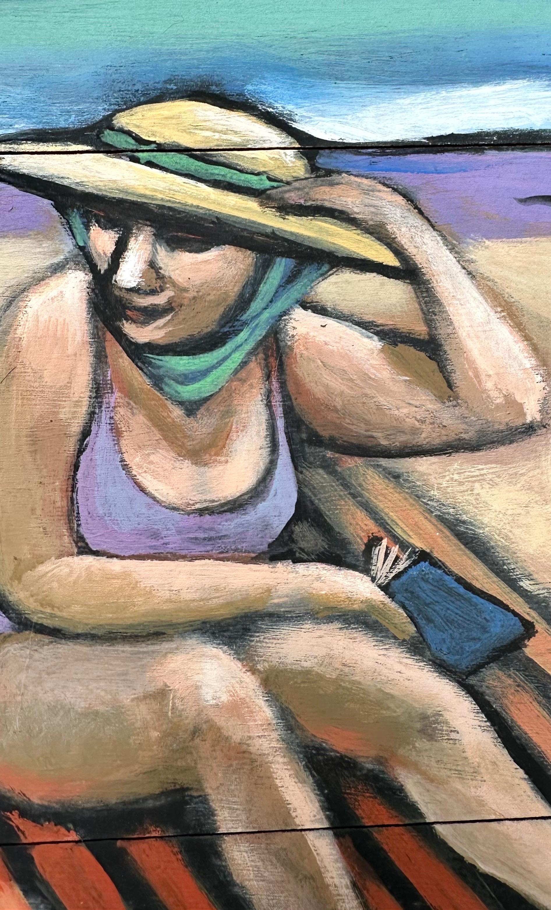 Dipinto a mano Abstract Impressionist Beach Scene Painting, School Alfred Chadbourn, American in vendita