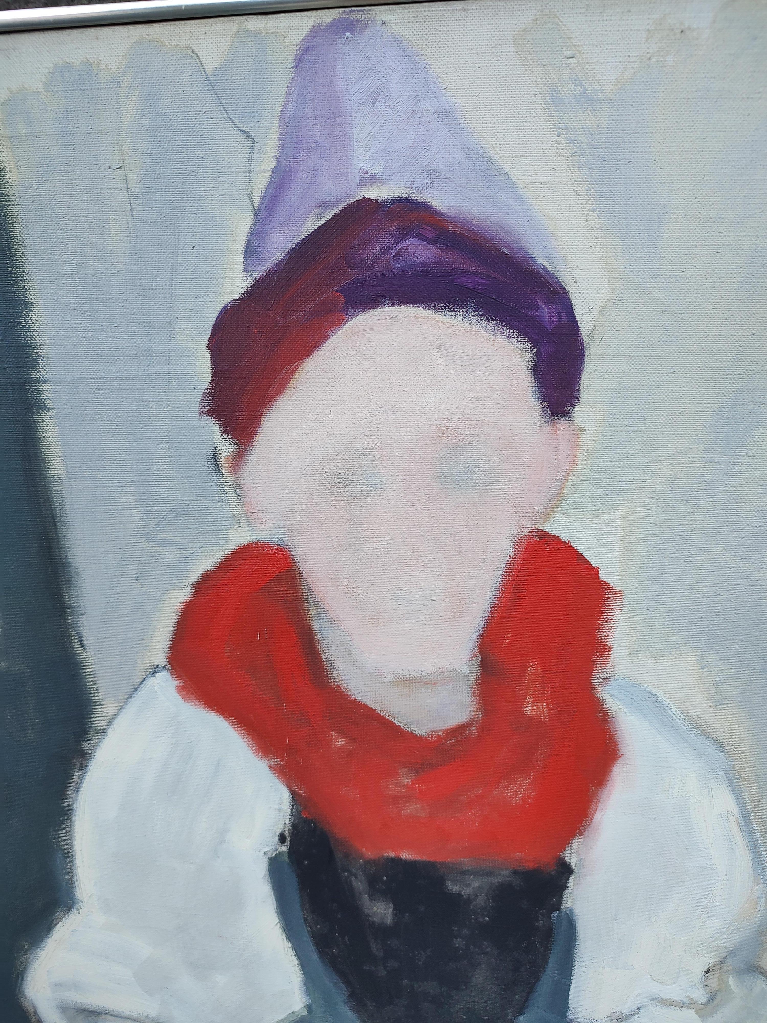 Abstract Impressionist of a Costumed Figure Oil On Canvas C1965 In Good Condition In Port Jervis, NY