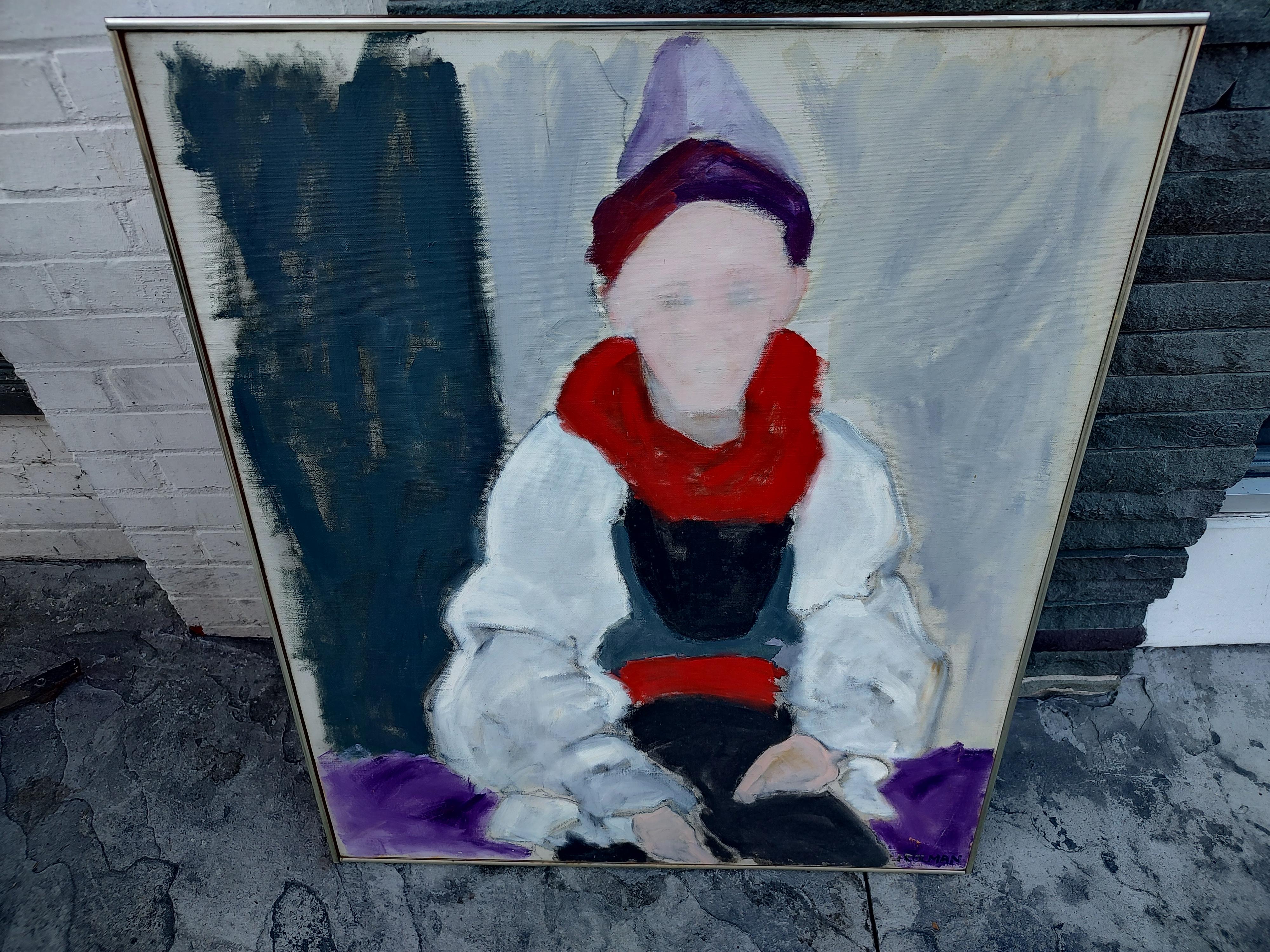 Mid-20th Century Abstract Impressionist of a Costumed Figure Oil On Canvas C1965