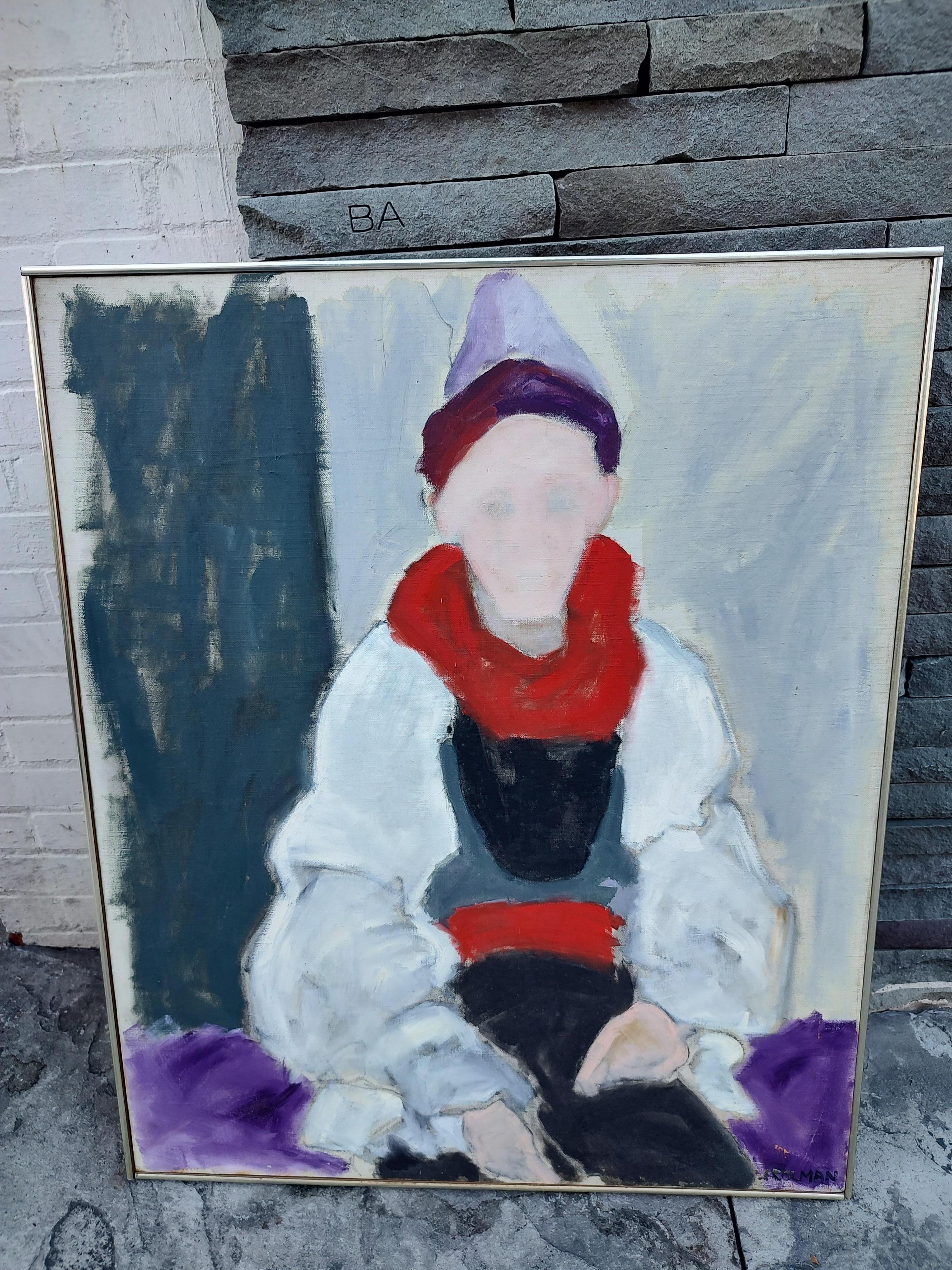 Abstract Impressionist of a Costumed Figure Oil On Canvas C1965 1