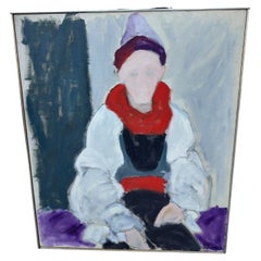 Abstract Impressionist of a Costumed Figure Oil On Canvas C1965