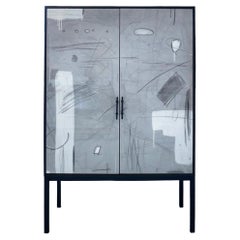 Abstract in White Armoire by Morgan Clayhall, Mixed-Media Artwork on Doors