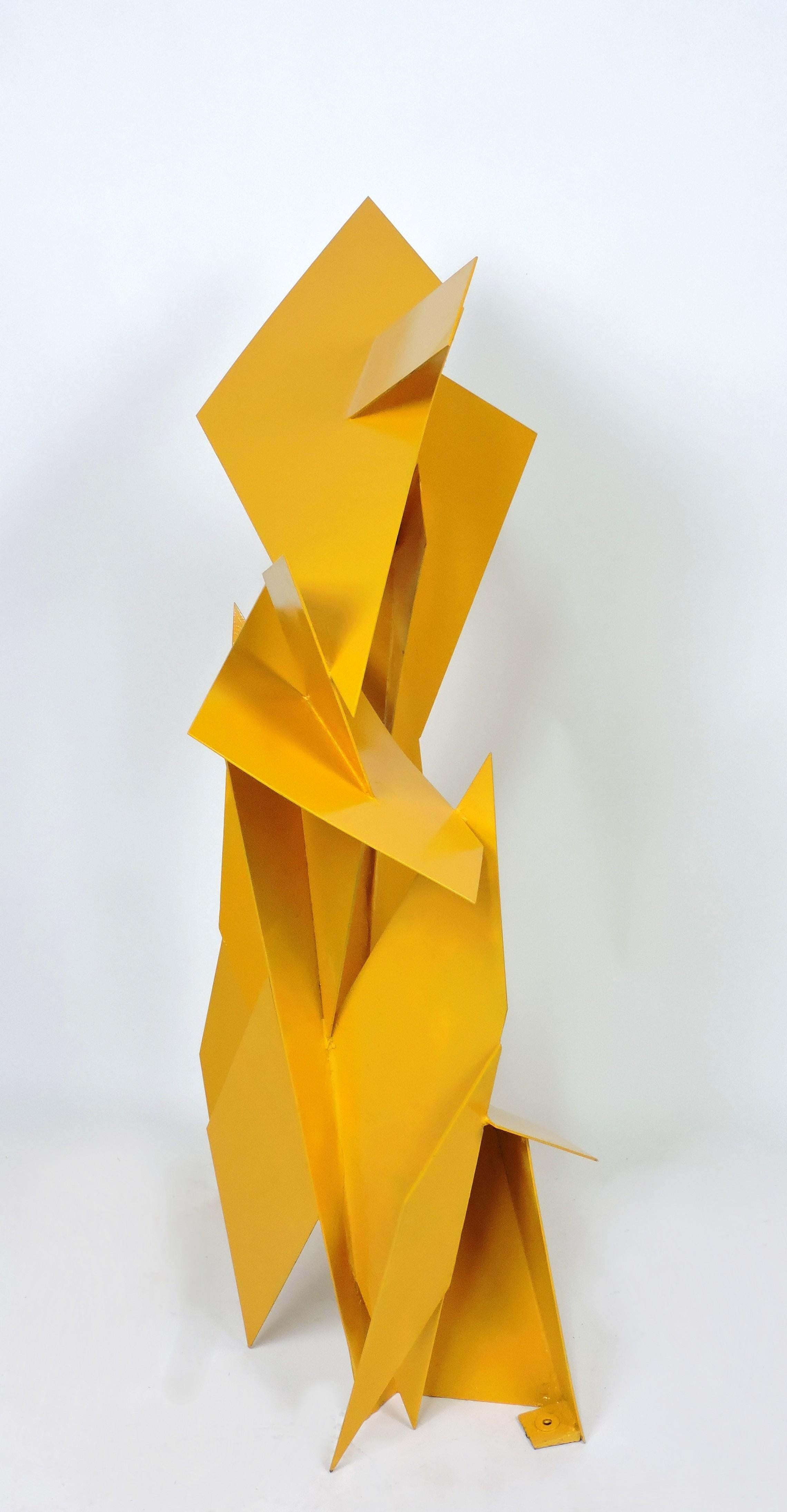 Escultura multidimensional de acero soldado y pintado de estilo industrial, 