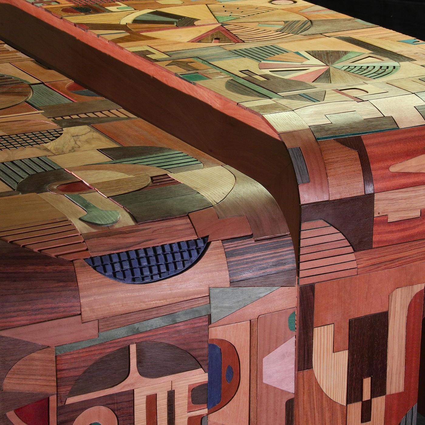 Italian Abstract Inlays Console by Mauro Varotti